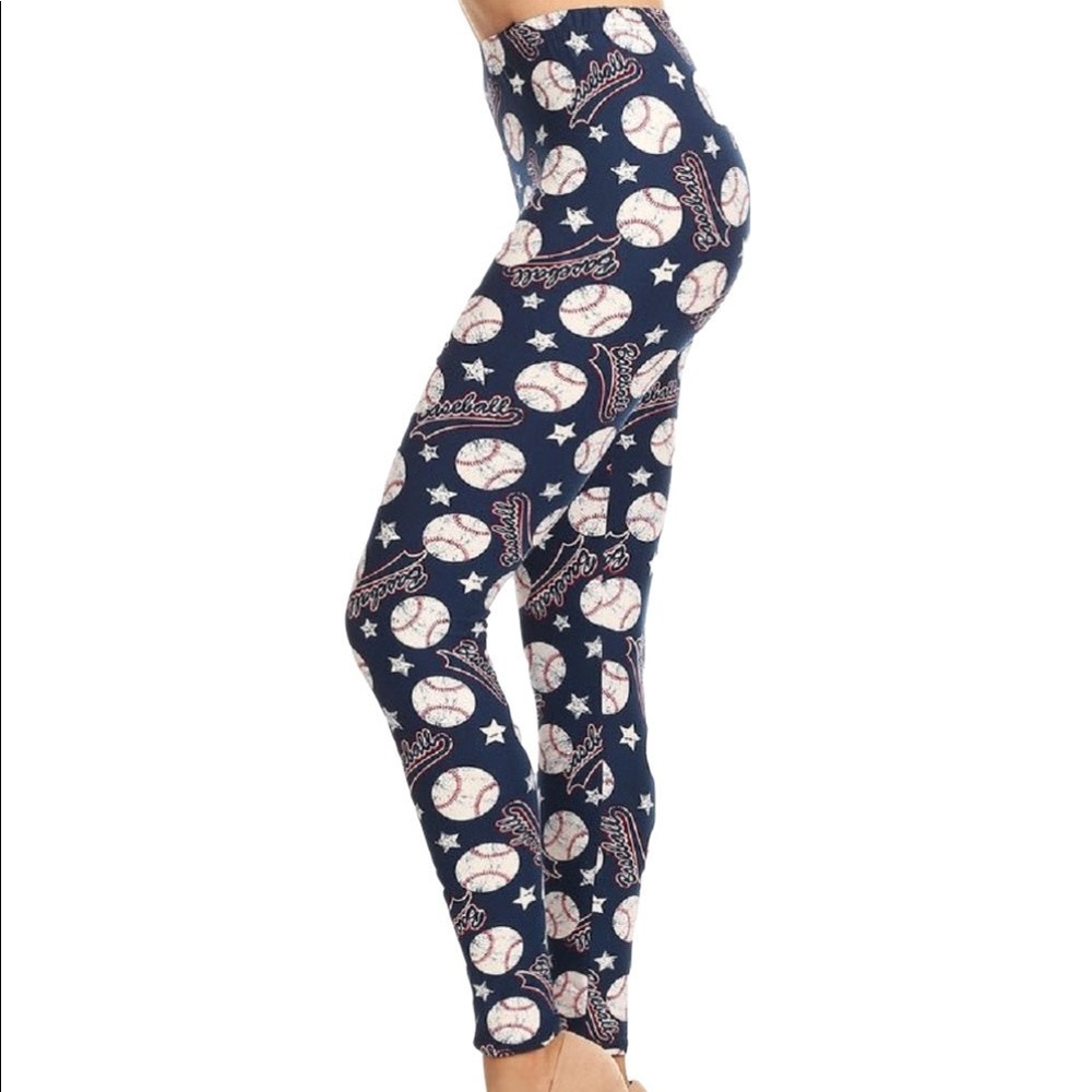 Sports Print Ultra Soft Leggings One Size 2-12 Plus Size 12-18